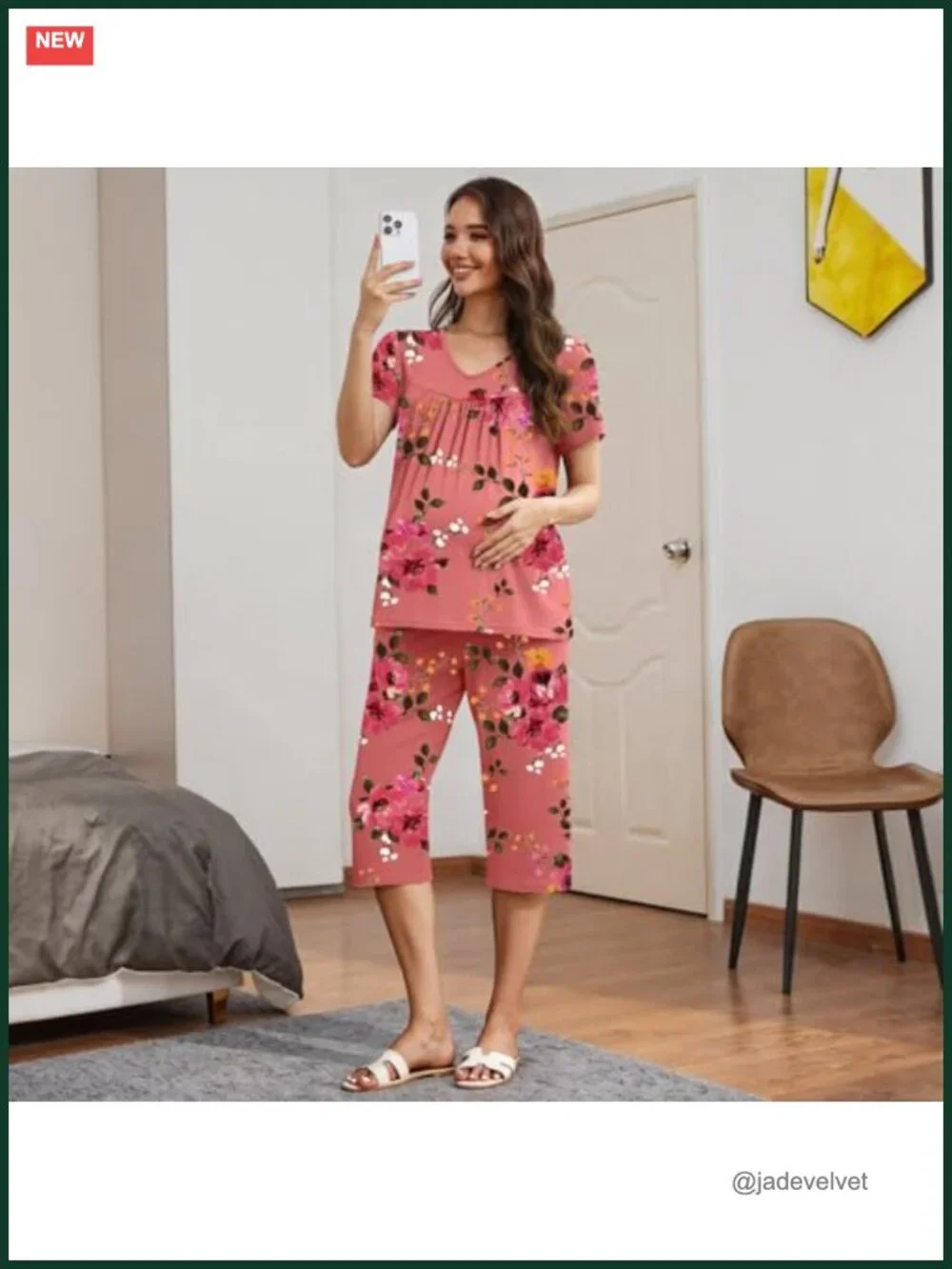 Womens Capri Pajama Sets 2 Piece Summer Loungewear Pjs with Pockets V-Neck